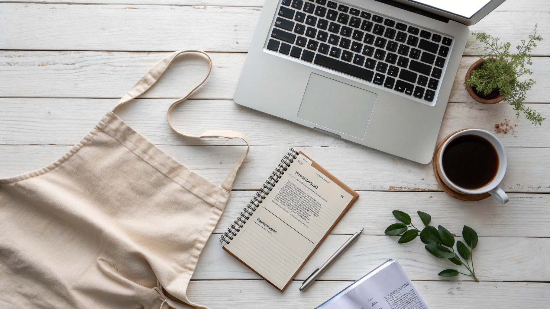 Disclaimer page visual – clean desk with laptop, coffee, and recipe notes representing transparency and responsibility