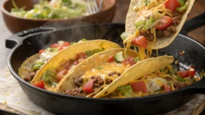 Cheddar cheese melting over one pound ground beef recipes skillet